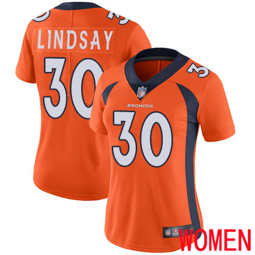 Women Denver Broncos #30 Phillip Lindsay Orange Team Color Vapor Untouchable Limited Player Football NFL Jersey->women nfl jersey->Women Jersey